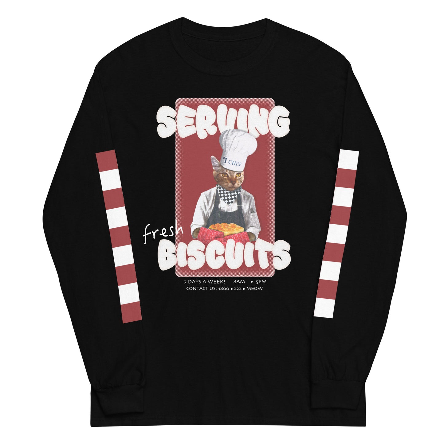Cat Crew Neck, Cat T Shirt, Long Sleeve Cat Shirt, Shirts for Cat Lovers, Cat Apparel, Cat Gift for Cat Lovers, Food T-Shirts, Baking