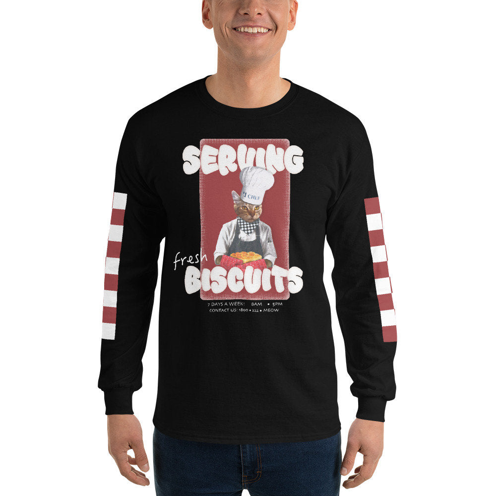 Cat Crew Neck, Cat T Shirt, Long Sleeve Cat Shirt, Shirts for Cat Lovers, Cat Apparel, Cat Gift for Cat Lovers, Food T-Shirts, Baking