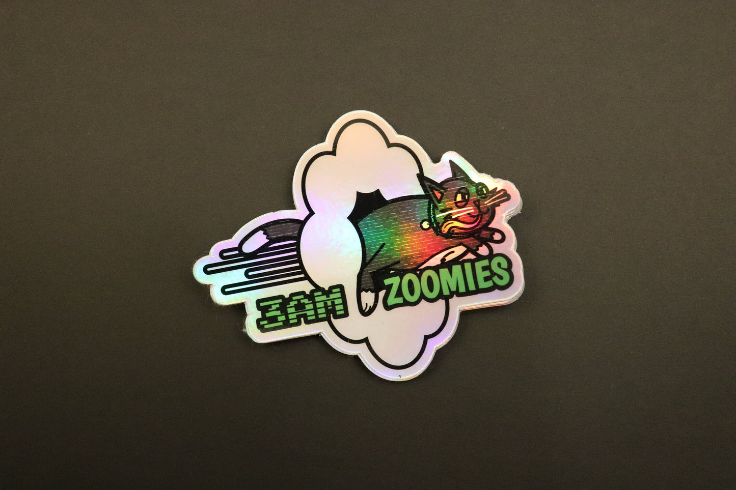 Holographic Cat Stickers For Cat Lovers Die Cut Stickers for Hydroflask Cat Stickers Meme Zoomies Cat Funny Cat Sticker Gifts for Friends