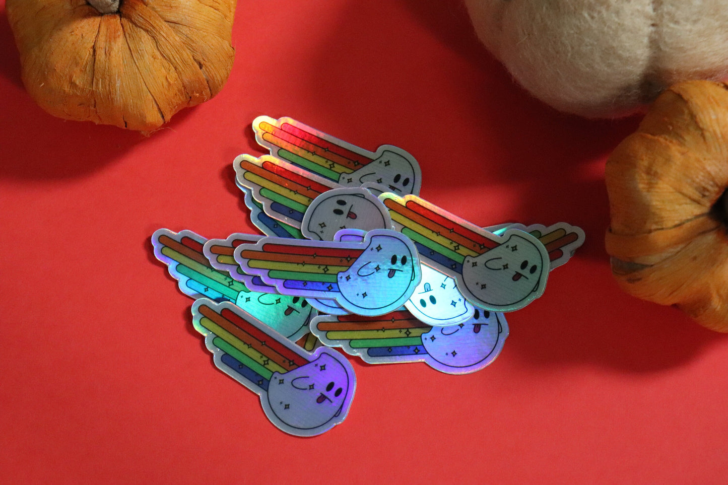 Ghost Sticker Rainbow Holographic Cute Ghost Sticker Holographic Sticker Holiday Sparkling Sticker Halloween Ghost Vinyl Sticker