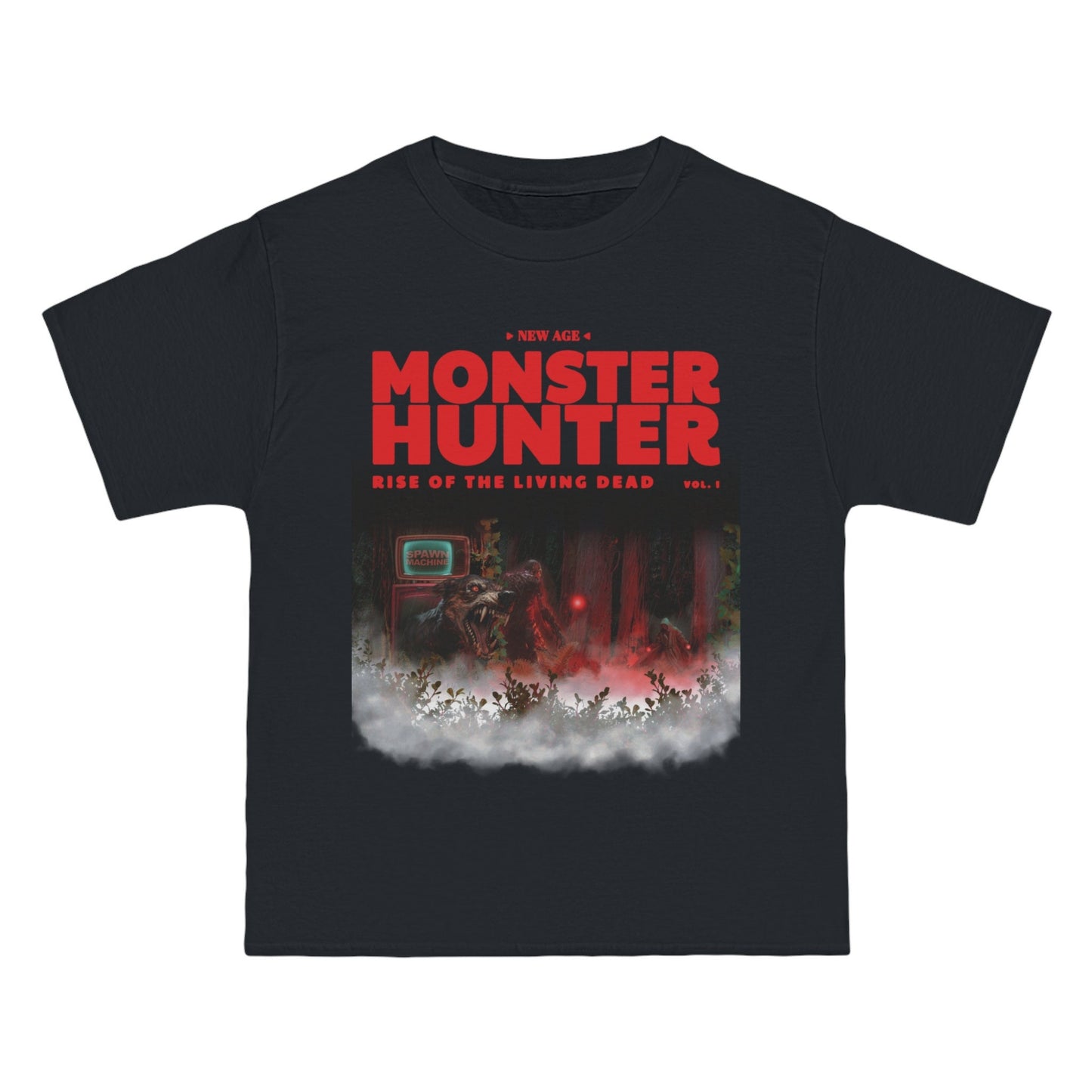 Video Game T-Shirt Arcade Design Zombie T-shirt Black Retro Arcade Shirt SciFi Monster Hunter T Design Halloween Spooky Heavy Cotton Shirt