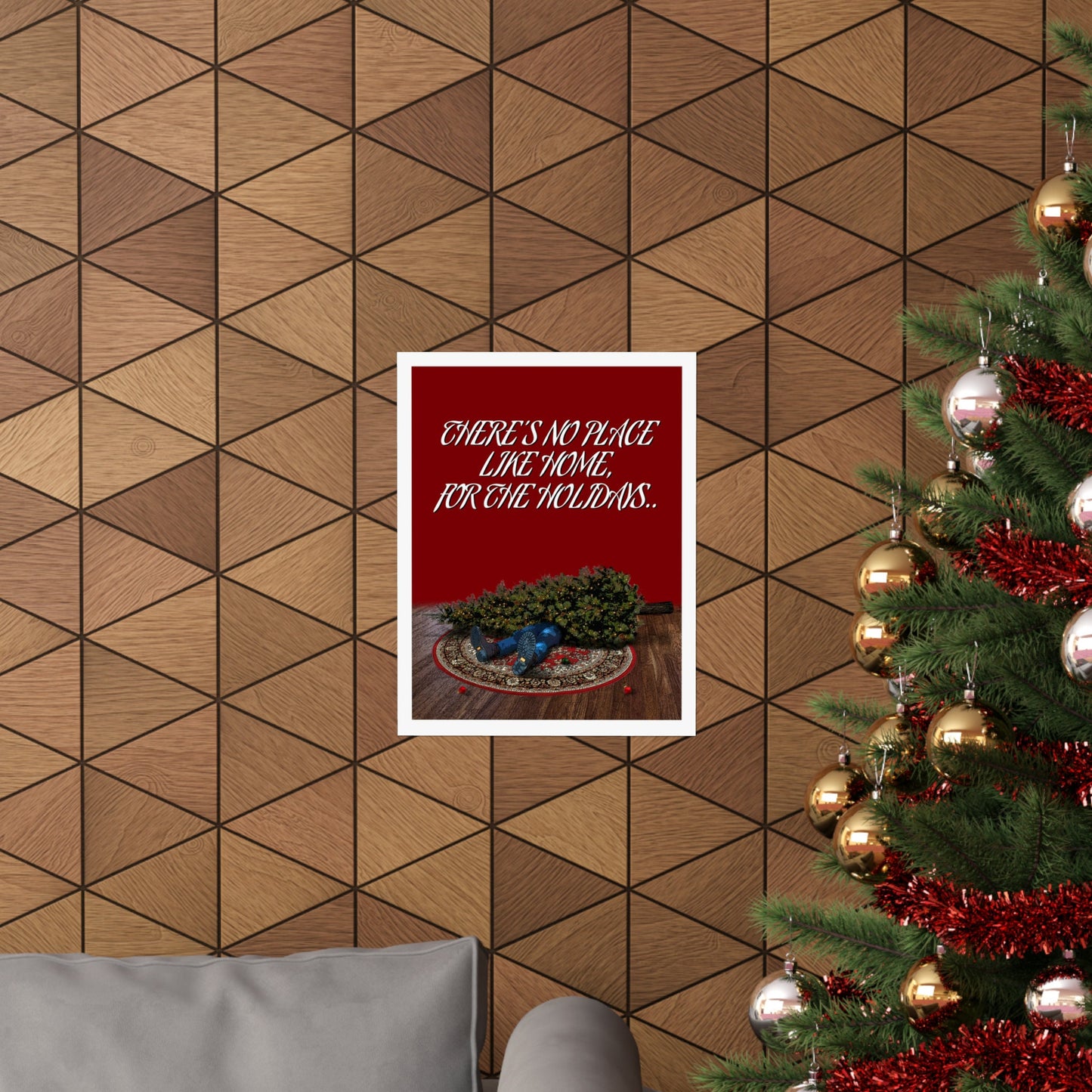 Christmas Wall Decor, There's No Place Like Home, Wizard of Oz, Christmas Holiday Art, X-mas Poster, Funny Holiday Decor, Gift for Dad