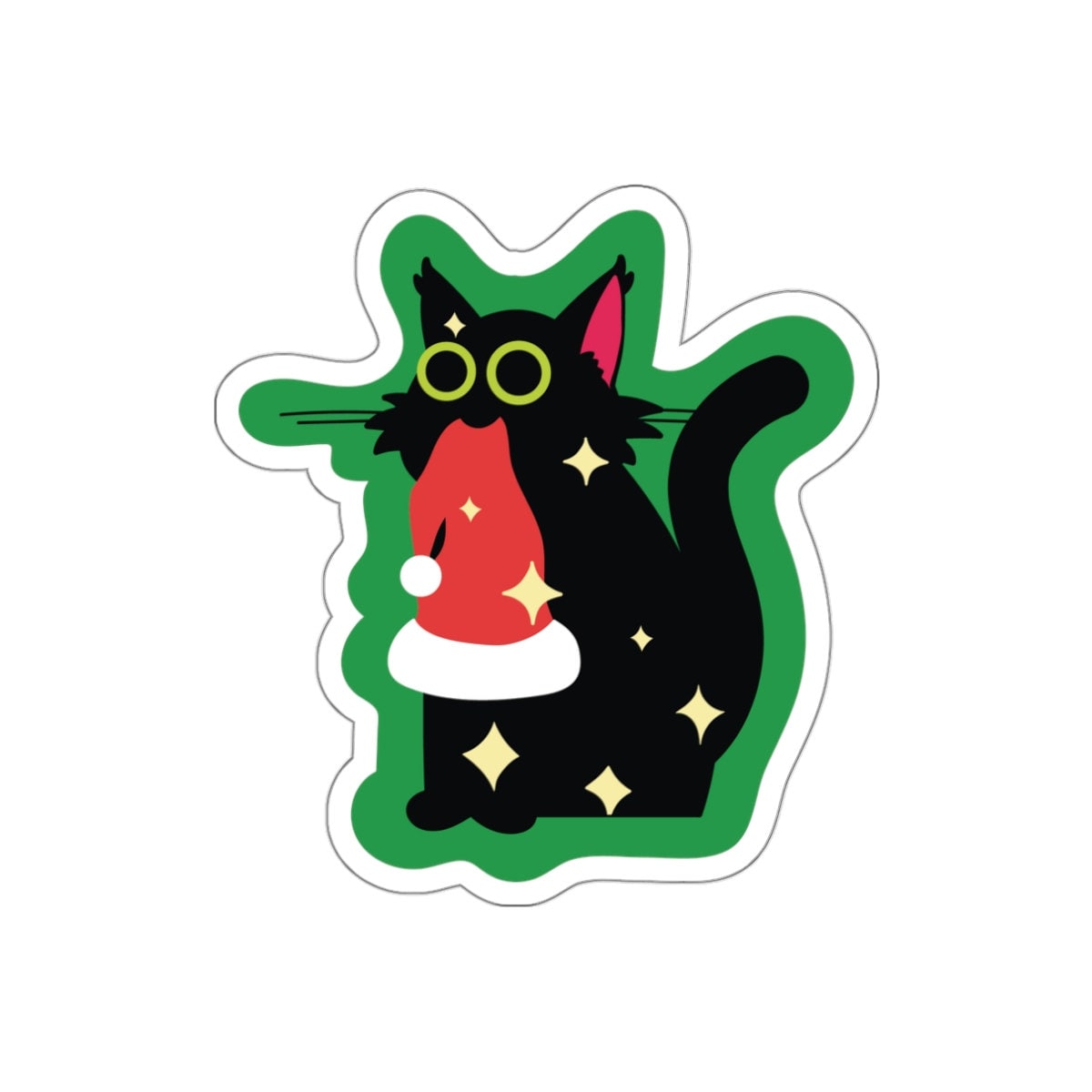 Christmas Cat Sticker, Pet Holiday Stickers, Cat Vinyl Christmas, Santa Vinyl Decal, On The Naughty List, Card Stuffers Cat, Zoomies