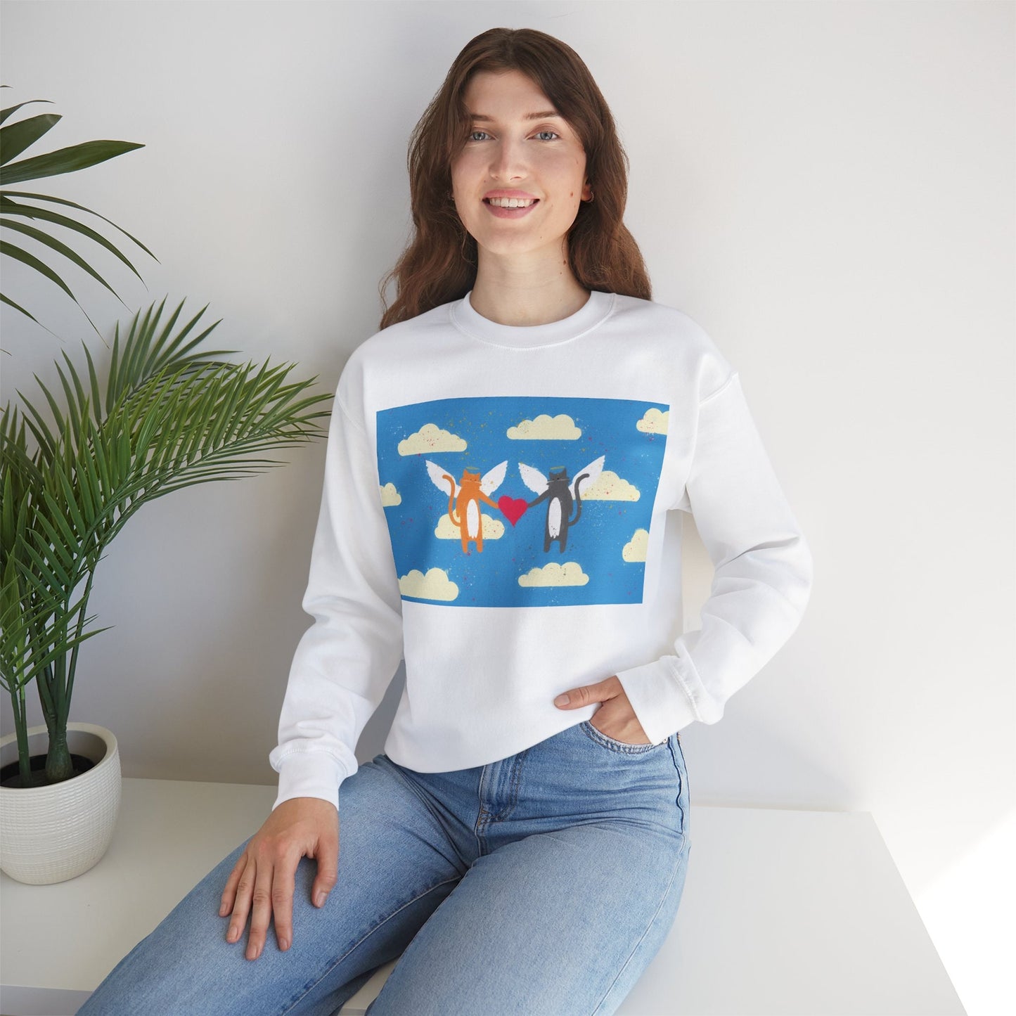 Valentines Day Sweater, Kitty Valentines, Love Is In The Air, Valentines Day Cat Sweatshirt, Cat Angels, Cute Cat Valentines Sweater