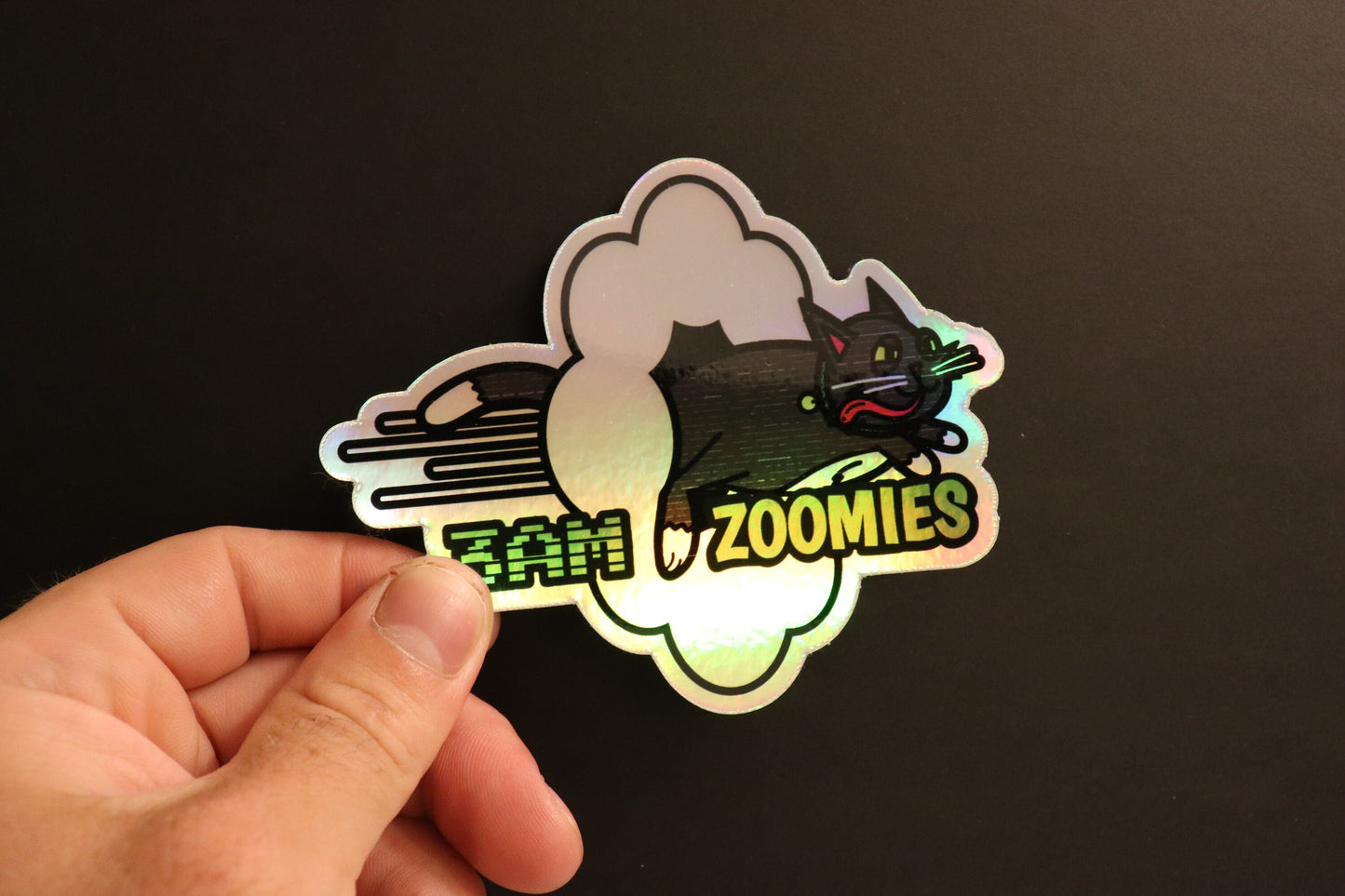 Holographic Cat Stickers For Cat Lovers Die Cut Stickers for Hydroflask Cat Stickers Meme Zoomies Cat Funny Cat Sticker Gifts for Friends