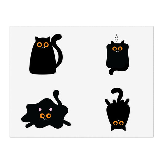 Cat Sticker Sheet, Funny Cat Stickers, Lovers of Black Cats, Funny Animals, Black Cat Stickers, Holographic Cat, Scrapbooking Stickers