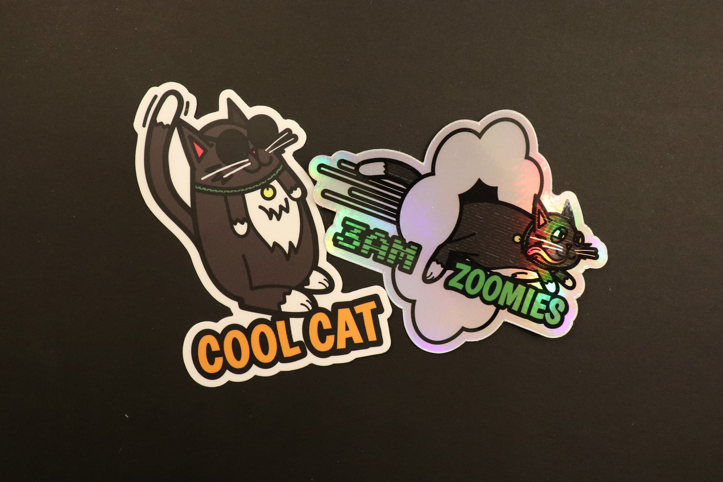 Holographic Cat Stickers For Cat Lovers Die Cut Stickers for Hydroflask Cat Stickers Meme Zoomies Cat Funny Cat Sticker Gifts for Friends