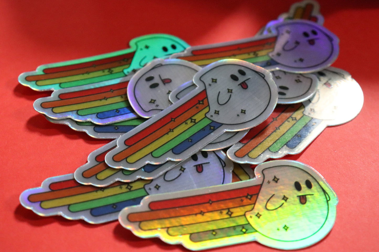 Ghost Sticker Rainbow Holographic Cute Ghost Sticker Holographic Sticker Holiday Sparkling Sticker Halloween Ghost Vinyl Sticker