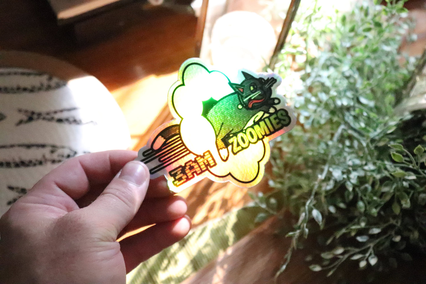Cats,Cat Sticker,Pet Sticker,Hydroflask,Zoomies Cat,Vinyl Sticker,Animals,Holographic,Funny Cat Stickers,Relatable,3AM Zoomies,meme