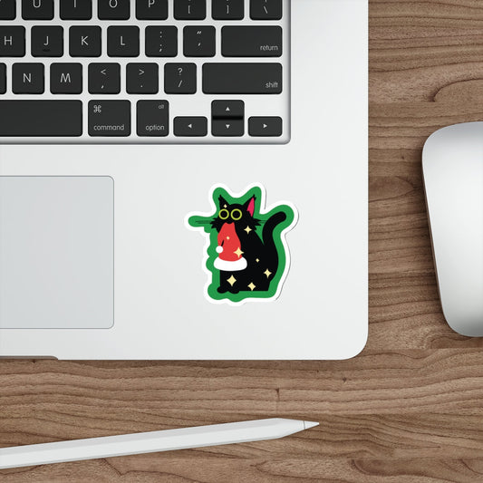 Christmas Cat Sticker, Pet Holiday Stickers, Cat Vinyl Christmas, Santa Vinyl Decal, On The Naughty List, Card Stuffers Cat, Zoomies