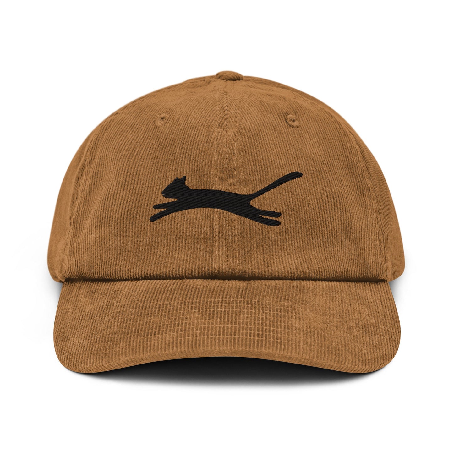 Black Cat Embroidered Corduroy Hat, Cat Stitched Baseball Cap, Cat Lover Ball Cap, Gift for Cat Mom and Dad