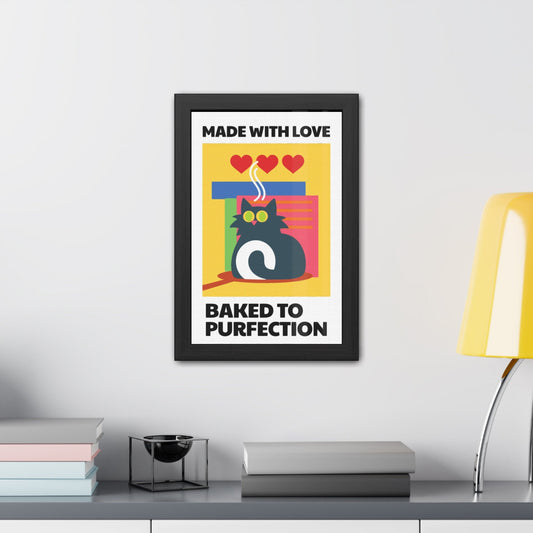 Framed Cat Cafe Poster, Cat Loaf Poster, Cat Vertical Framed Picture, Abstract Cat Painting, Coffee Shop Style Cat Poster, Cute Cat Loaf