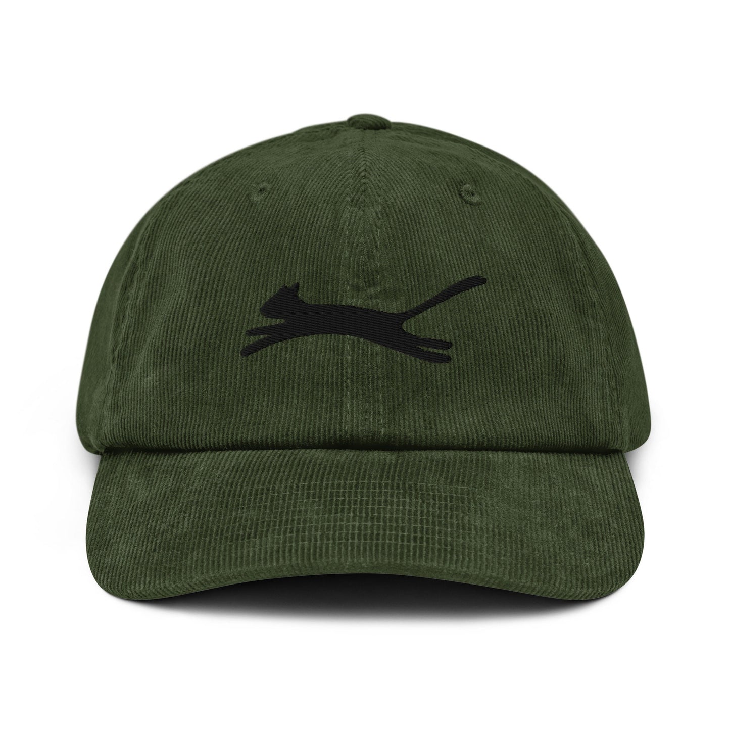 Black Cat Embroidered Corduroy Hat, Cat Stitched Baseball Cap, Cat Lover Ball Cap, Gift for Cat Mom and Dad