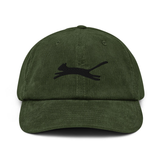 Black Cat Embroidered Corduroy Hat, Cat Stitched Baseball Cap, Cat Lover Ball Cap, Gift for Cat Mom and Dad